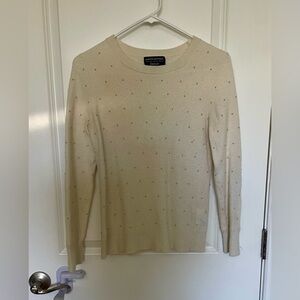 Banana Republic Ivory Knit Top with Gold Beading